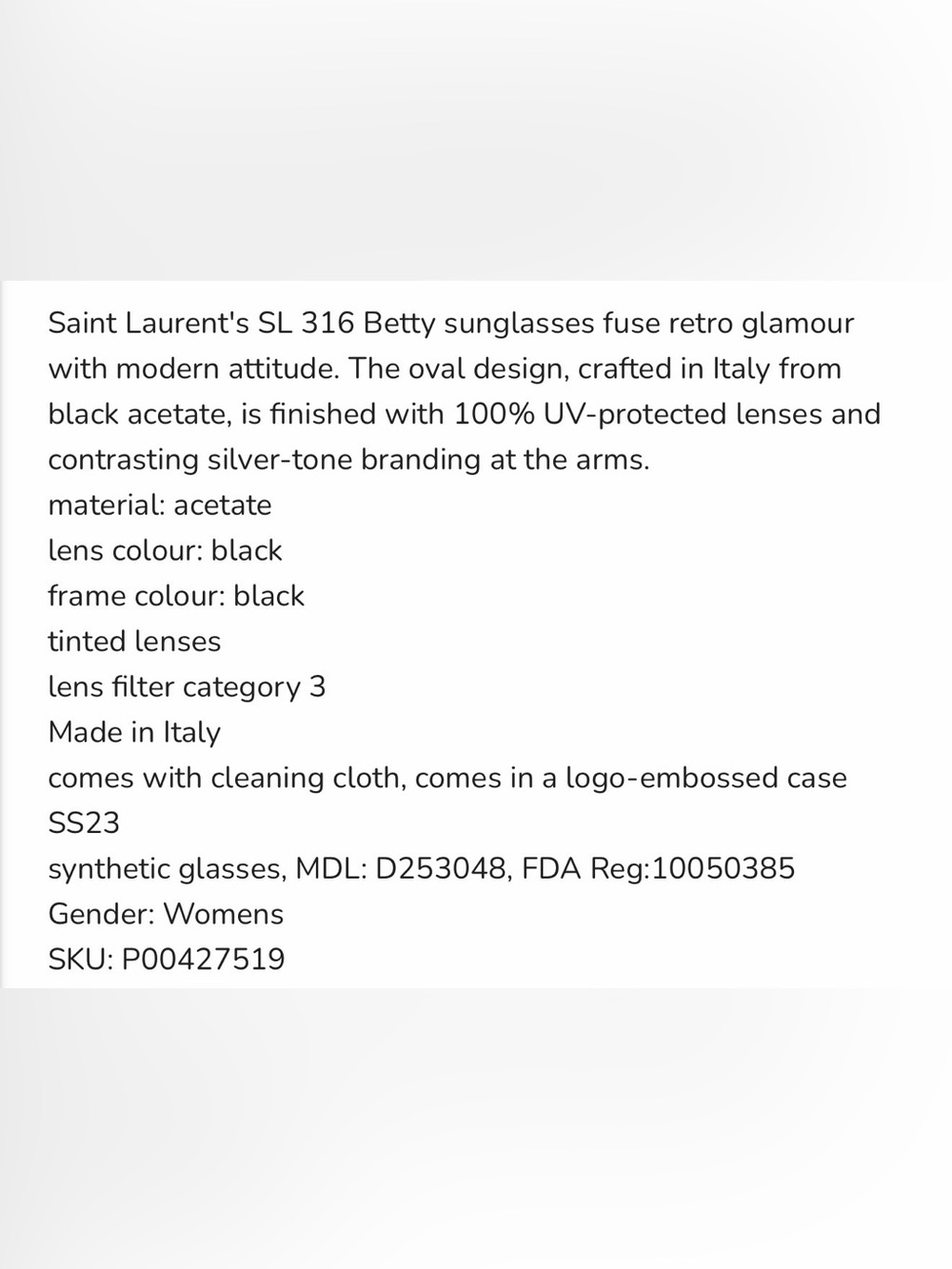 BNNW Saint Laurent Betty Black Sunglasses - Picture 7 of 7